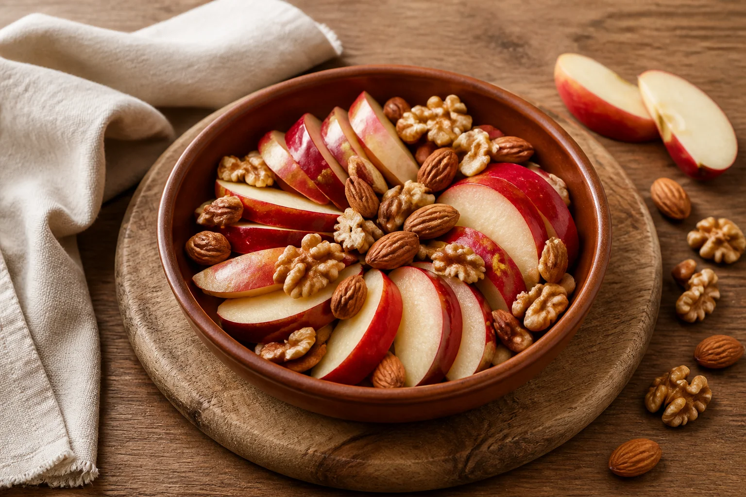 Apple slices with mixed nuts