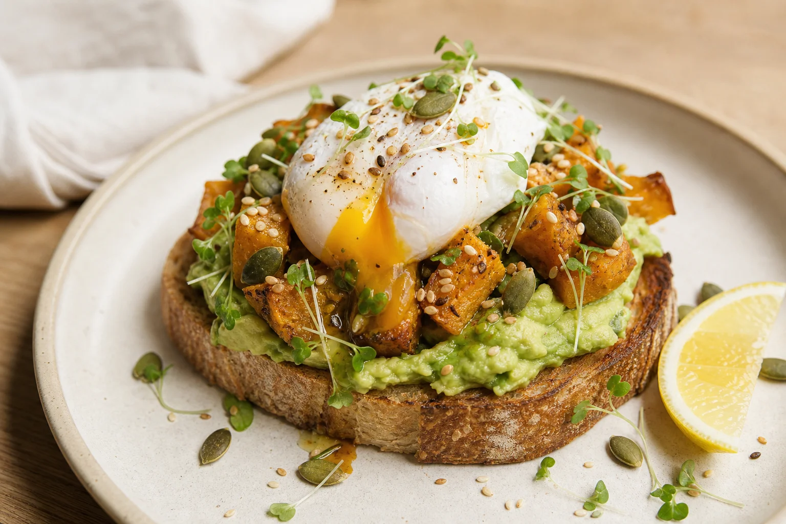 Avocado toast with poached egg