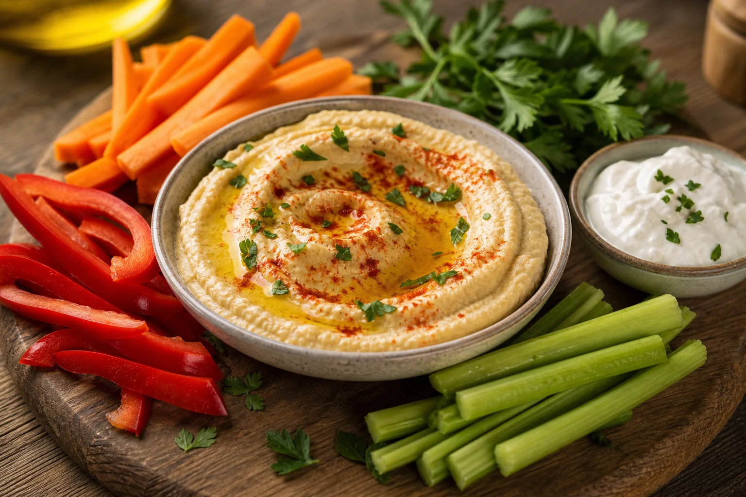 Hummus with vegetable sticks