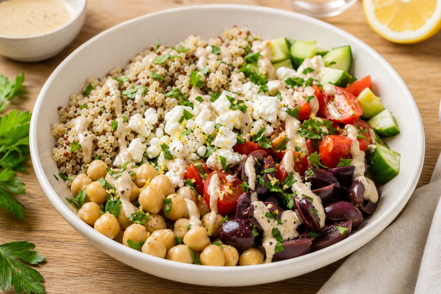 Mediterranean chickpea and quinoa bowl