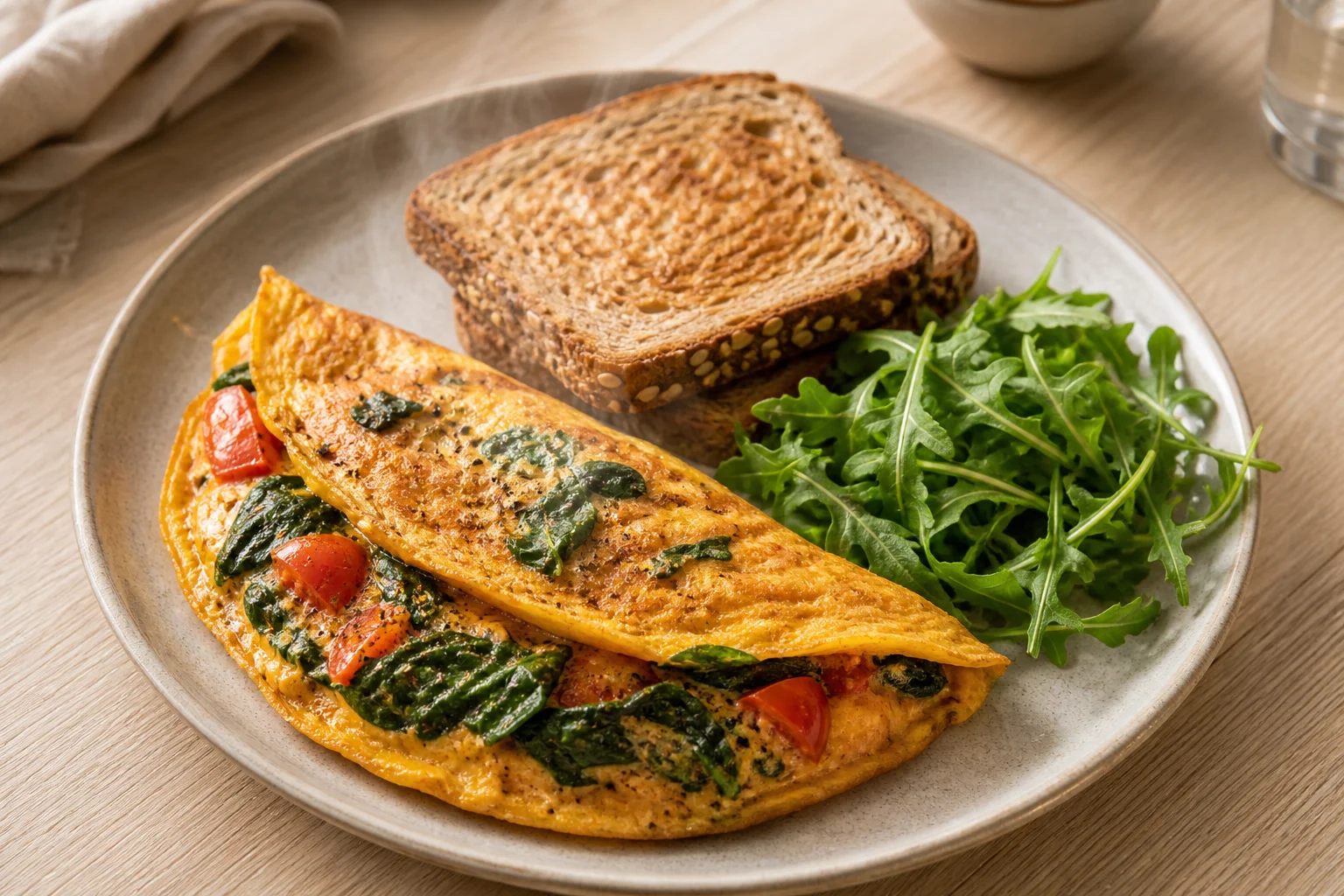 Spinach and tomato omelette