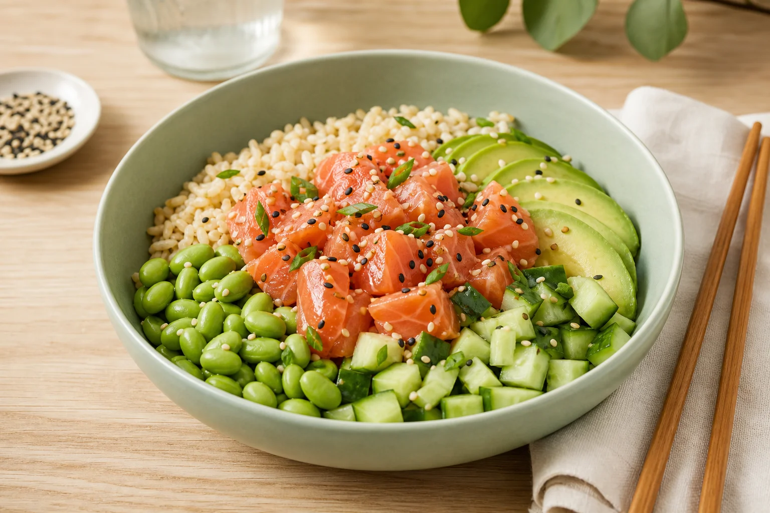 Salmon bowl with greens