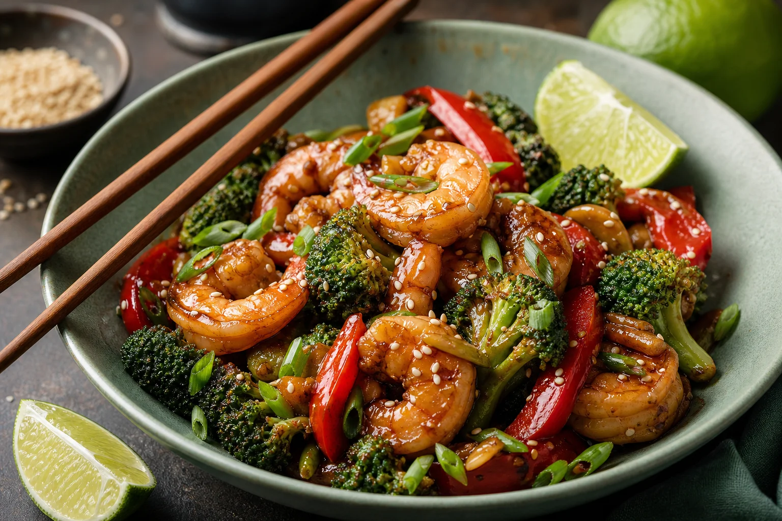 Shrimp and vegetable wok