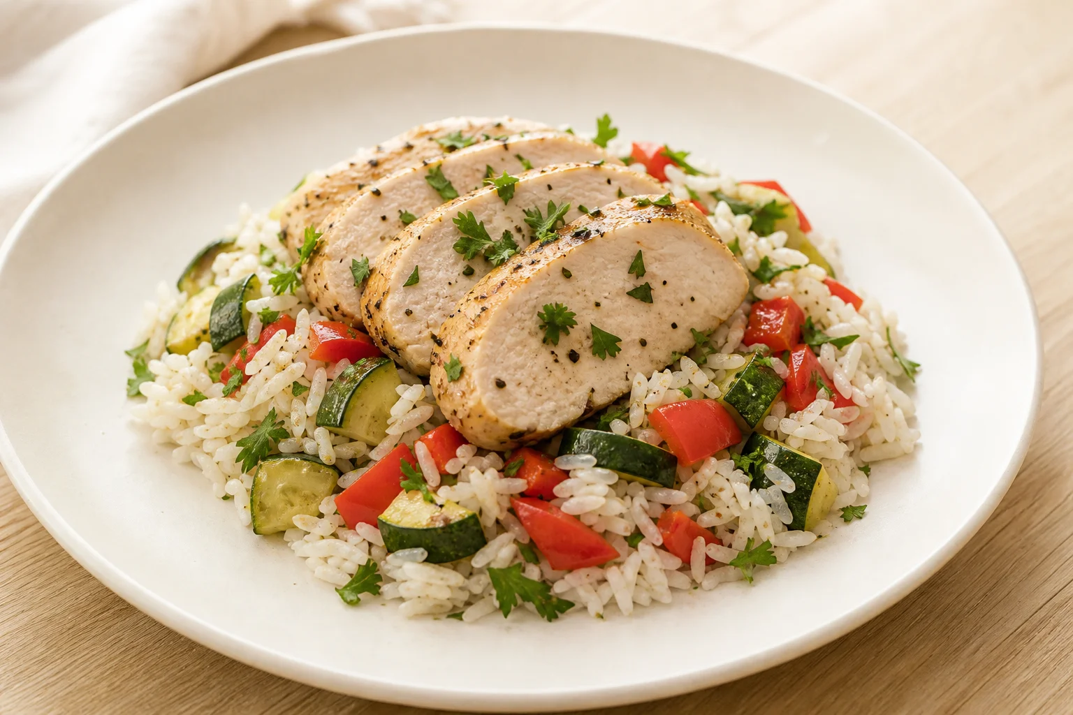 Turkey with rice and vegetables
