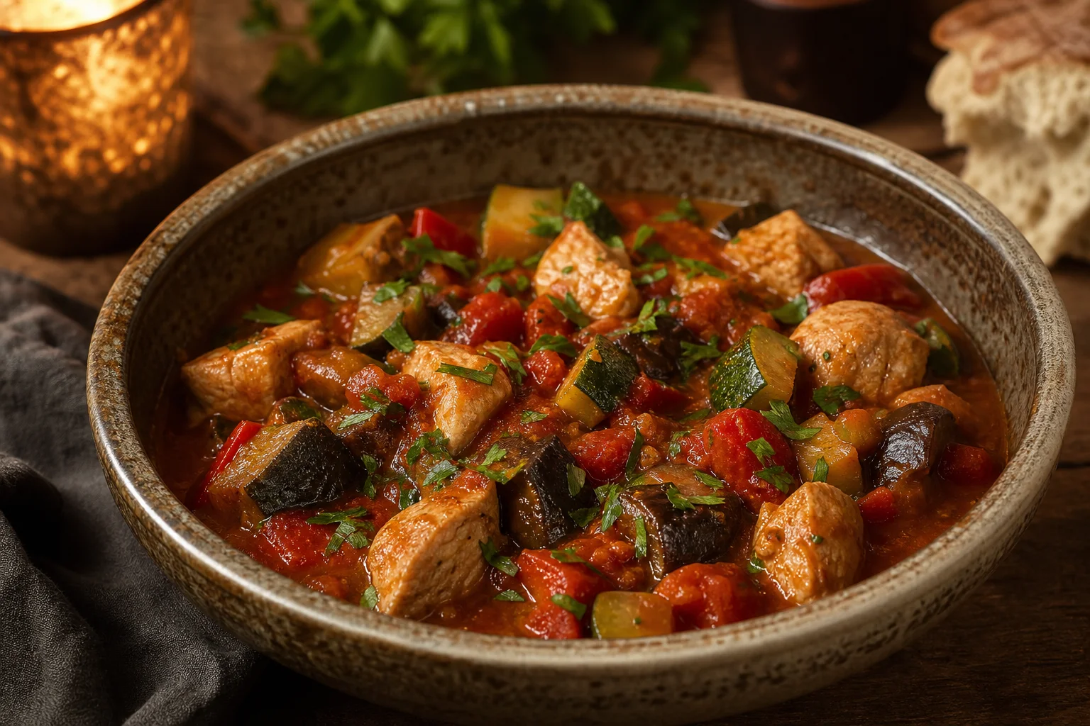 Stewed vegetables with turkey