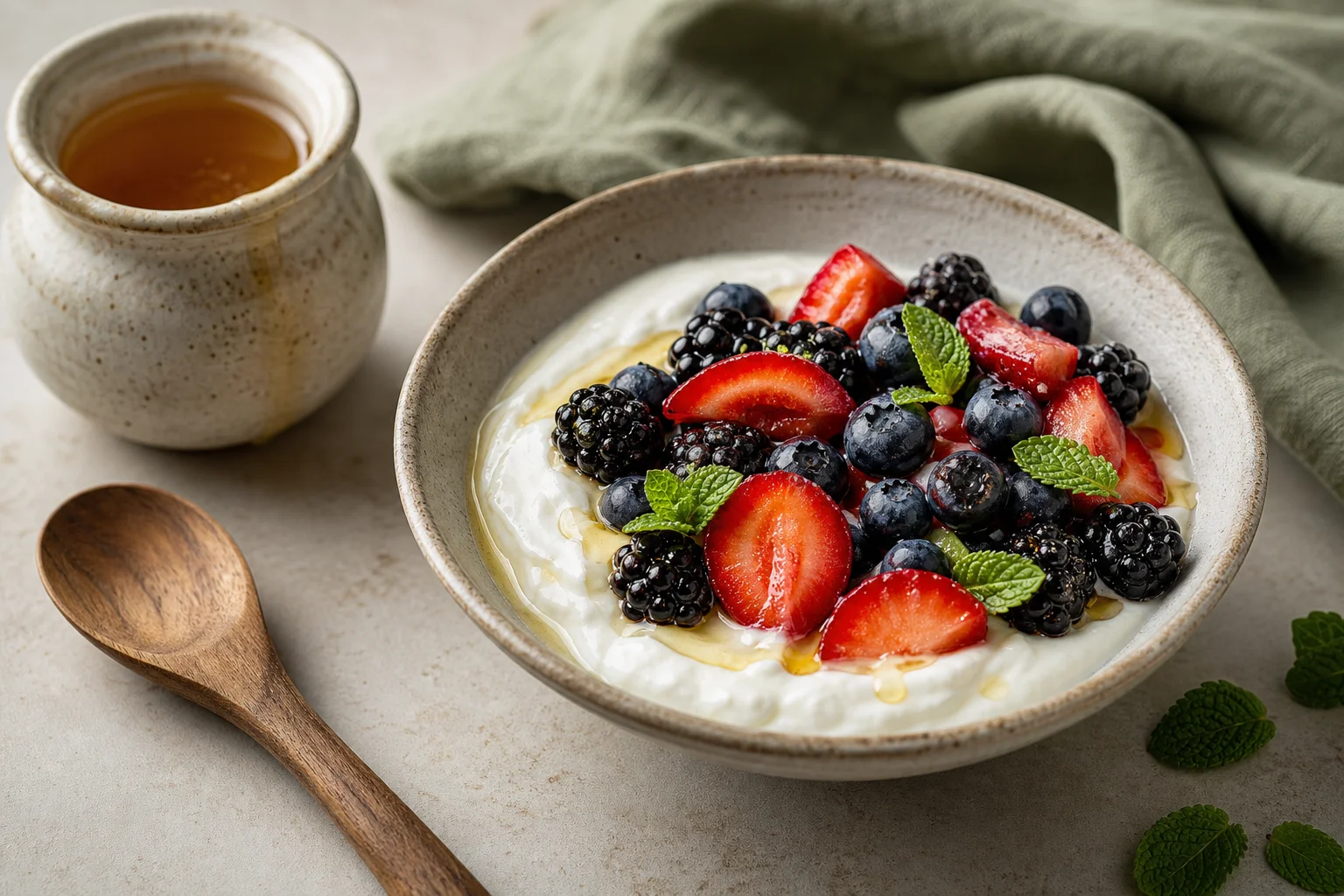 Yogurt dip with mixed berries